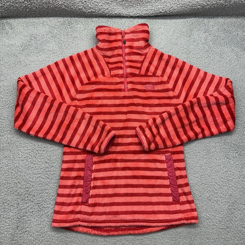 The North Face Osito Fleece Womens Size Small 1/4 Zip Pullover Pink Stripe Minky